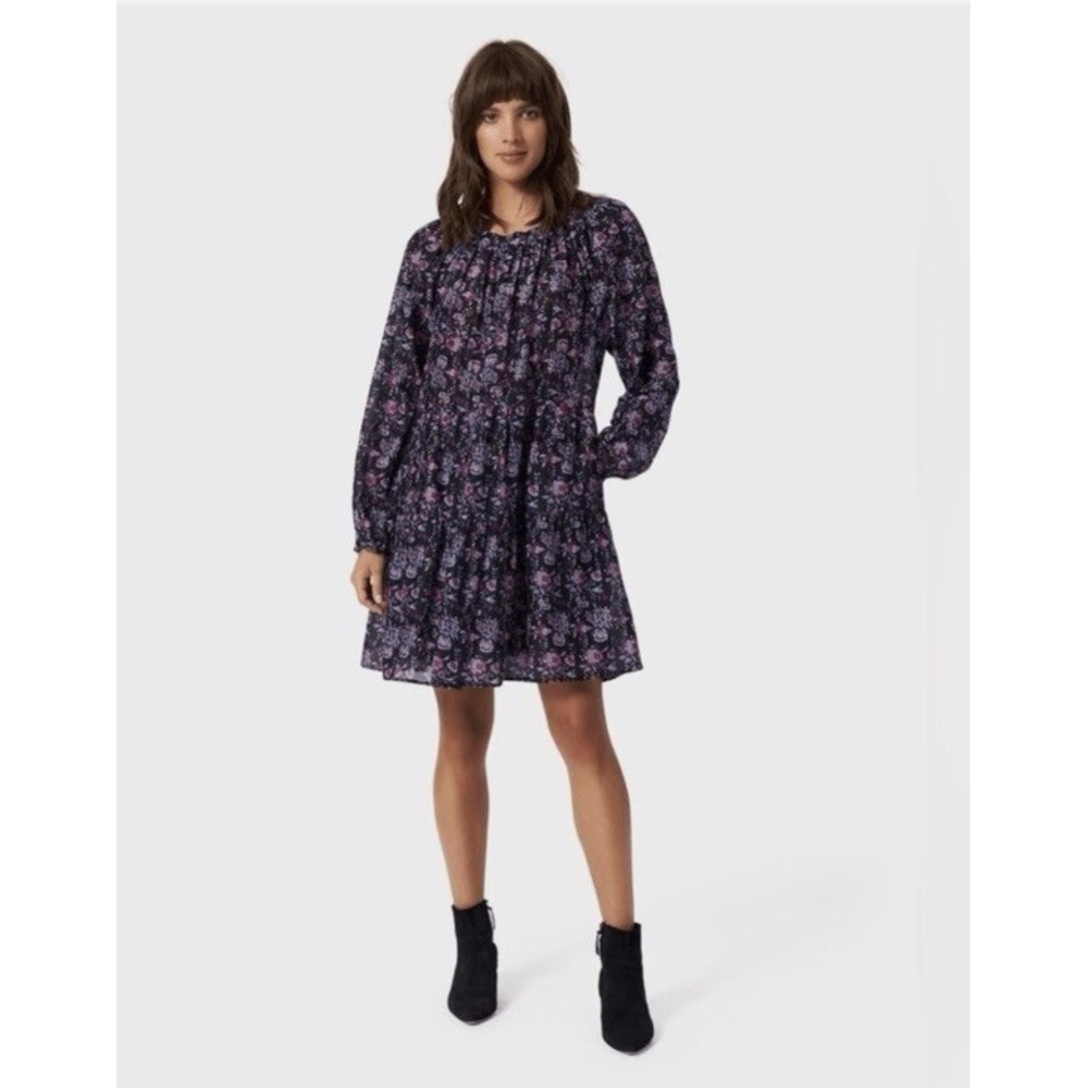 NWT Xirena Lea Dress Floral Size XS‎ Black Short Long Sleeve feminine Boho